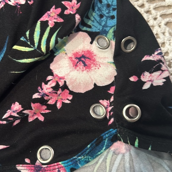 2 for 1 set! Flower print shorts and black shirt. - Picture 3 of 7